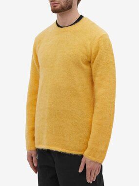 Men's Comme des Garcons Crewneck Sweater Brushed Mohair Yellow Wool